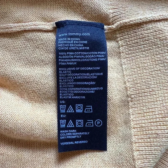 TOMMY HILFIGER Signature Solid V-Neck Sweater Pima Cotton Size Medium Preppy - Picture 6 of 9